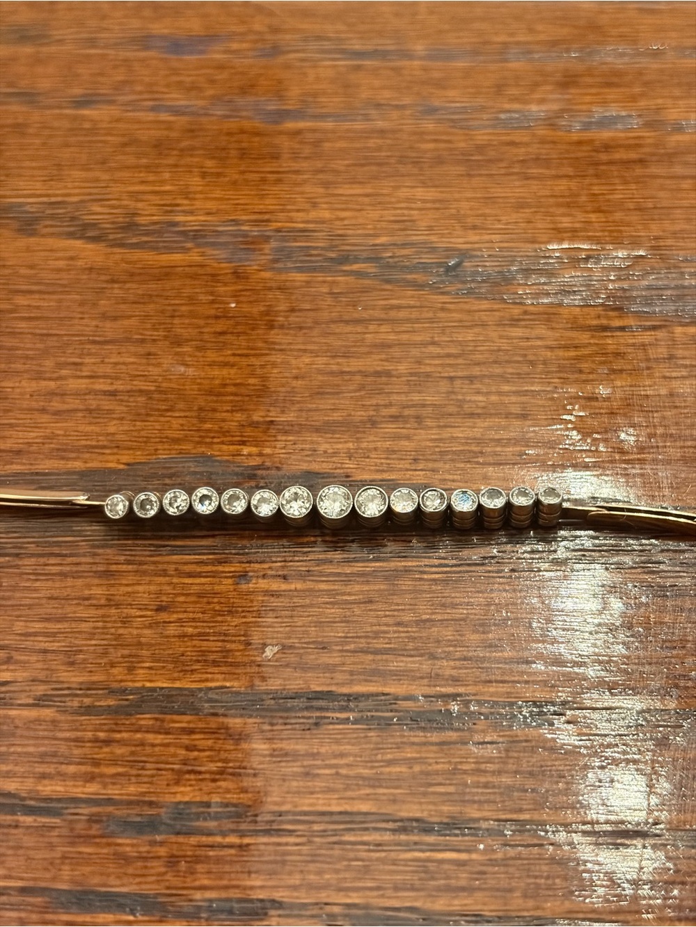 Diamond and gold antique station bracelet - Picture 15 of 16